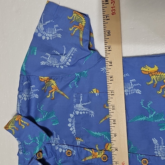 Kids Blue Dinosaur Button Down Shirt‎ Jurassic - Picture 7 of 10